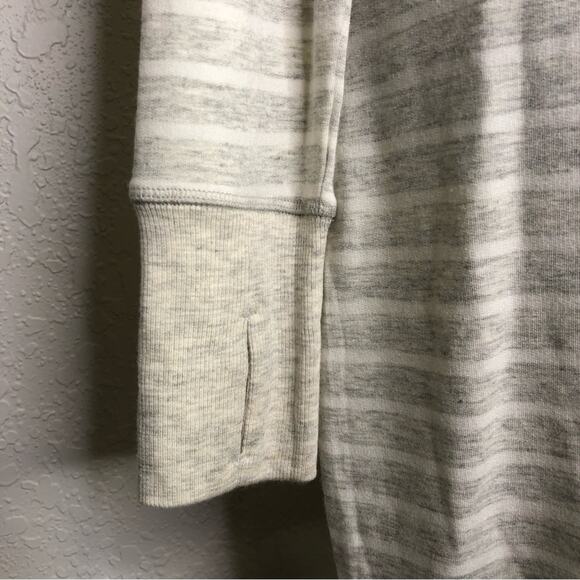 Athleta oatmeal white striped knit tunic asymmetrical hem dress size Medium - Picture 6 of 14